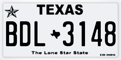 TX license plate BDL3148