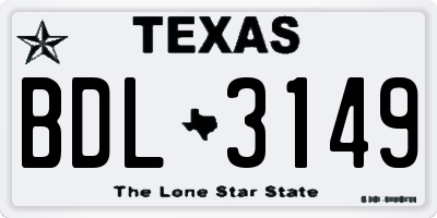 TX license plate BDL3149