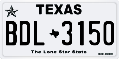TX license plate BDL3150