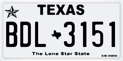 TX license plate BDL3151