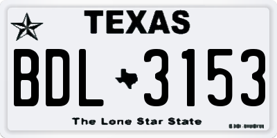 TX license plate BDL3153