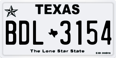 TX license plate BDL3154