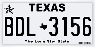 TX license plate BDL3156