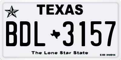 TX license plate BDL3157