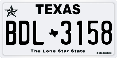 TX license plate BDL3158