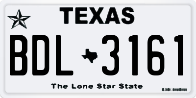 TX license plate BDL3161