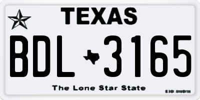 TX license plate BDL3165