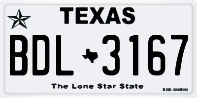 TX license plate BDL3167