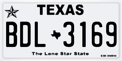 TX license plate BDL3169