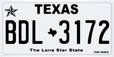 TX license plate BDL3172