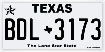 TX license plate BDL3173