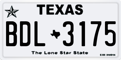 TX license plate BDL3175