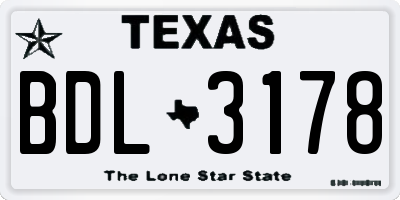 TX license plate BDL3178