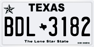 TX license plate BDL3182