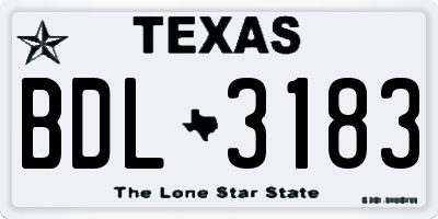 TX license plate BDL3183