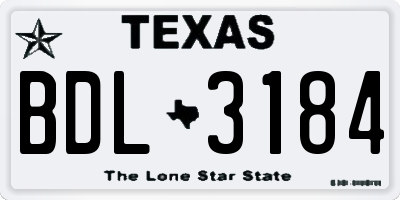 TX license plate BDL3184