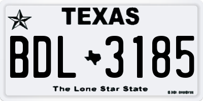 TX license plate BDL3185