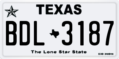 TX license plate BDL3187