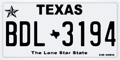 TX license plate BDL3194