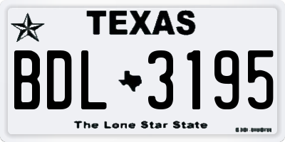 TX license plate BDL3195
