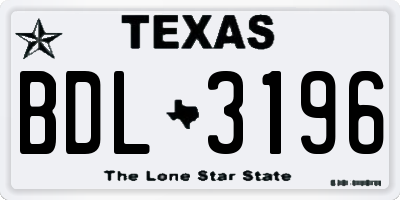 TX license plate BDL3196
