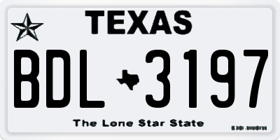 TX license plate BDL3197