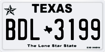 TX license plate BDL3199