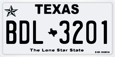 TX license plate BDL3201