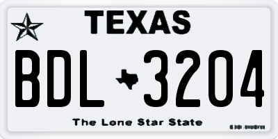 TX license plate BDL3204