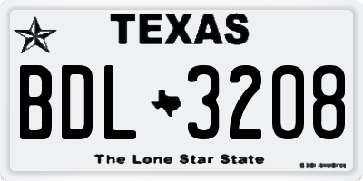 TX license plate BDL3208