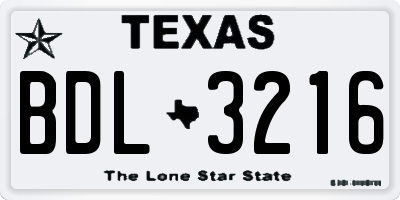TX license plate BDL3216