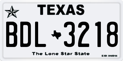 TX license plate BDL3218