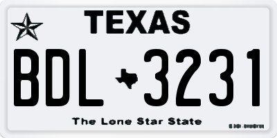 TX license plate BDL3231