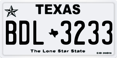 TX license plate BDL3233