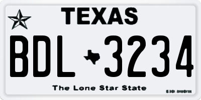 TX license plate BDL3234
