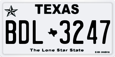 TX license plate BDL3247