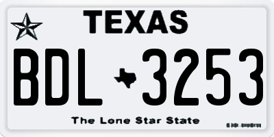 TX license plate BDL3253