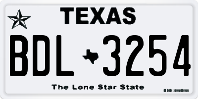 TX license plate BDL3254