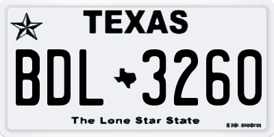 TX license plate BDL3260