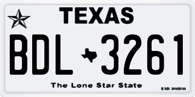 TX license plate BDL3261