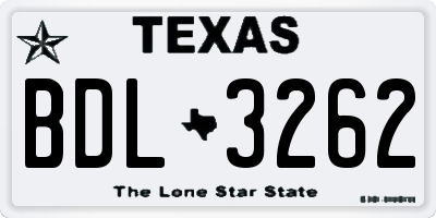 TX license plate BDL3262