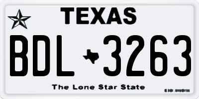 TX license plate BDL3263
