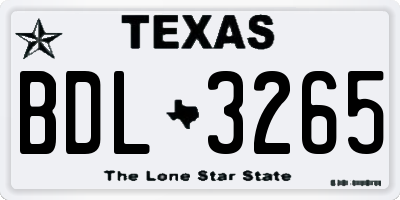 TX license plate BDL3265