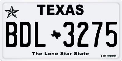 TX license plate BDL3275