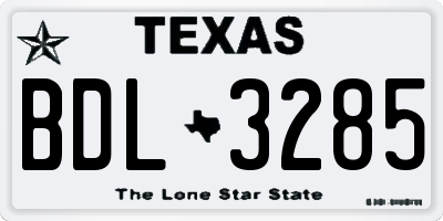 TX license plate BDL3285