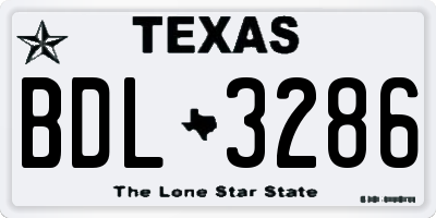 TX license plate BDL3286