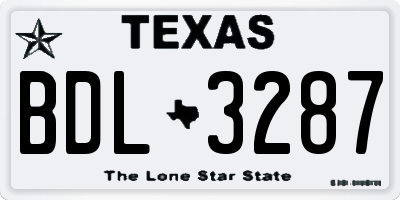 TX license plate BDL3287