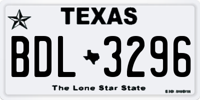 TX license plate BDL3296