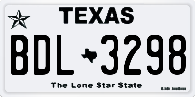 TX license plate BDL3298