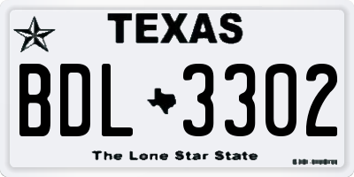 TX license plate BDL3302